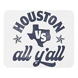 Houston vs All Y'all Texas State Map Retro Vintage Texan TX Graphic Mouse Pad
