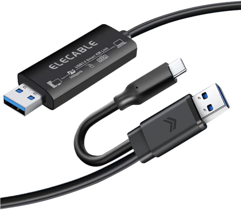 USB 3.0 High Speed Data Transfer Cable 6.5FT Easy Link PC to PC Transfer Data and Share Keyboard Mouse Compatible with Mac and Windows (USB 3.0)