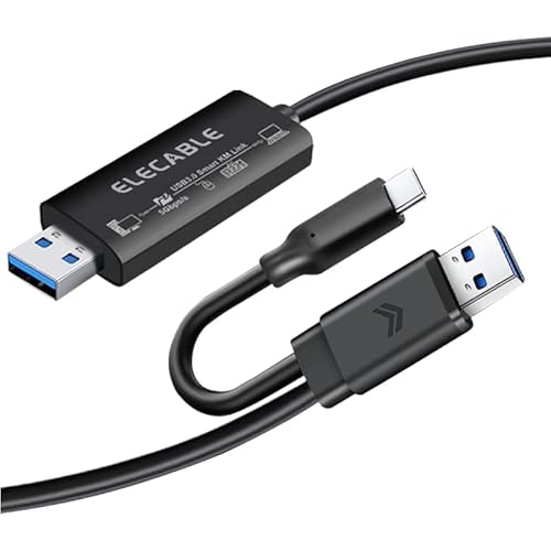 ELECABLE USB Data Transfer Cable 6.5FT Easy Link PC to PC Transfer Data and Share Keyboard Mouse Compatible with Mac and Windows (USB 2.0)