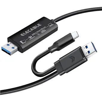 USB 3.0 High Speed Data Transfer Cable 6.5FT Easy Link PC to PC Transfer Data and Share Keyboard Mouse Compatible with Mac and Windows (USB 3.0)