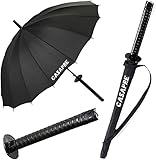 Samurai Semi-Automatic Samurai Umbrella - Windproof Outdoor Umbrella with Sun Protection, Black - The Best Creative Gift