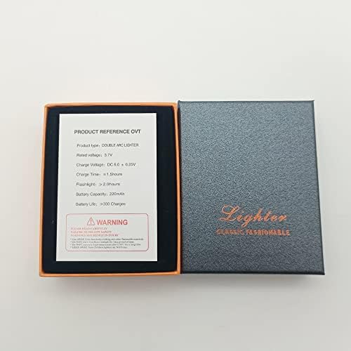SKRFIRE Windproof Lighter, Waterproof Lighter Dual Arc Lighter Electric Lighter with LED Flashlight, Rechargeable USB Lighter Flameless Plasma Lighter with Lanyard for Camping, Hiking (Orange)