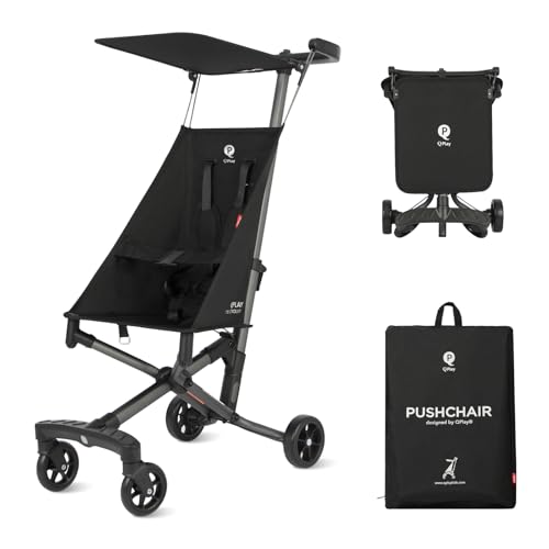 QPlay Ultra Lightweight Travel Stroller for Baby Aged 6-36 Months Small Compact Folding Stroller with Backpack & Sun Visor for Kids Ages 1 to 3 Years Old - Fits Airplane Easy Carry and Storage