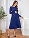 YesFashion Umstandskleid Langarm Knielanges Stillkleid Herbst Winter Midi Kleider Für Schwangere Umstandsmode (Dunkelblau,L)