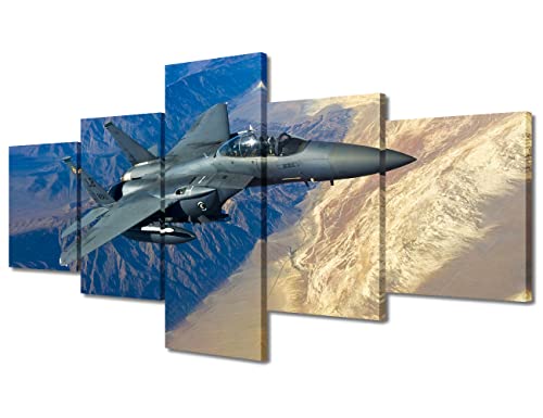 Toile murale F-15E pour chambre de garçon, grand art mural militaire pour espace gaming