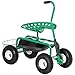 Outsunny Gartenwagen mit Rollsitz bis 150 kg mit Ablage Korb für kleine Gartengeräte Werkstattwagen fahrbar Gartensitz Richtung steuerbar Sitzhöhe 46-59 cm höhenverstellbar Metall Gummi Grün