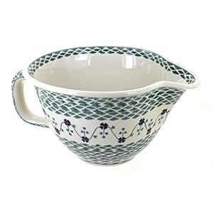 Blue Rose Polish Pottery Sage Floral Batter Bowl