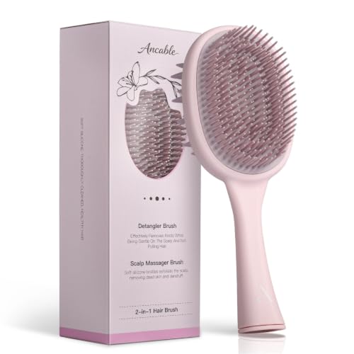 Detangler Brush, 2-in-1 Detangling Hair Brush for Women Men - Scalp Scrubber Massager for Hair Growth, Curly Hair Brush for All Hair Types, Wet & Dry Use, Soft Silicone Styling Brush