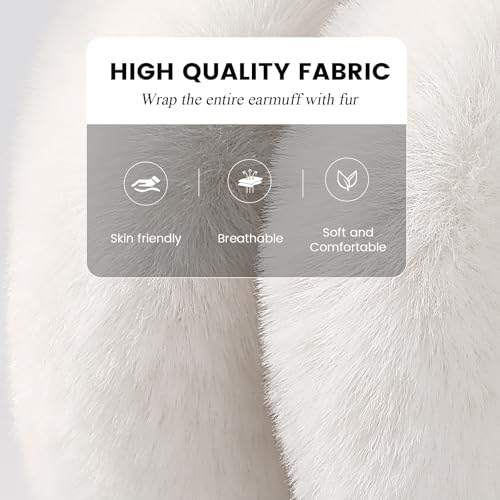 Pleneal Winter Ear Muffs Gloves for Women, Foldable Faux Fur Earmuffs Touchscreen Gloves Warmer Covers Headband Cold Weather - Thumbnail 2