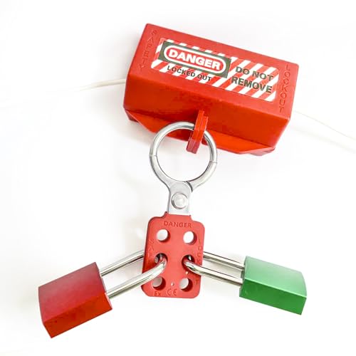 Image of Lock Out Tag Out Hasp,Red 1.5 inch Jaw Diameter Aluminum Lockout Hasp Tamper-Proof Padlock Hasp with Extended Jaw,Nylon Handle,Impact-Resistant(10 Pack)