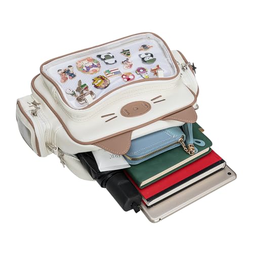 Kawaii Ita Bag Crossbody Bag Cute White Cat Backpack Girls Shoulder Bags Pin Display with Insert