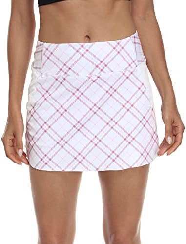 LRD Women's Athletic Skorts Skirt with Pockets Golf Skort for Tennis Running White Plaid - XL