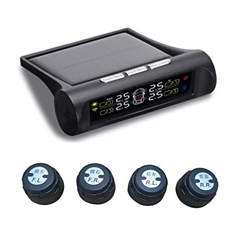 ZERTRAN Smart Car TPMS Tyre Pressure Monitoring System Solar Energy Digital LCD Display Auto Security Alarm Systems Real Time Alerts Cover