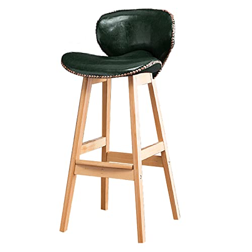 HAIZHEN- Frühstücksbarstühle, Weiche Pu Gepolstert Mit Gekrümmter Rückenlehne, Massiver Holzrahmen Counter Height Bar Stuhl, Leicht Zu Versammeln(Size:74cm,Color:Grün) Cover