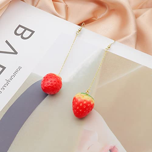 Strawberry Drop Dangle Earrings For Women Girls, Red Cute Strawberry Dangle Earring, Simulated Strawberry Earrings,3D Acrylic Fruit Drop Earring (Drop) #TOP2