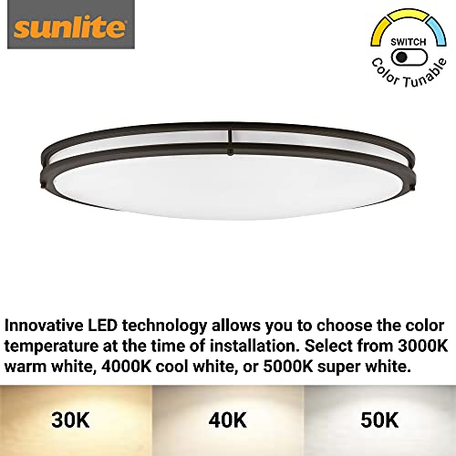 Sunlite 49177 32" Oval Double Band Trim Flush Mount Ceiling Light Fixture, 35W, 3000 Lmns, Color Selectable 30K/40K/50K, Dimmable, Etl Listed, Energy Star, Bronze, Commercial & Residential Use #TOP4