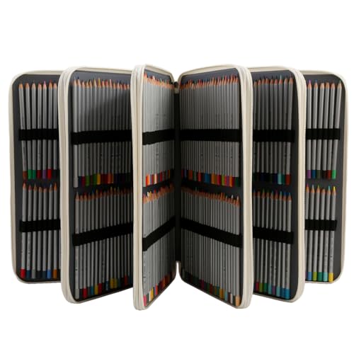 Image of 500 Individual-Slot Colored Pencil Organizer with Zipper - Durable Fabric Art Storage Bag for Painters and Artists