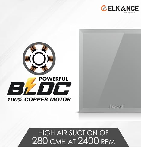 Image of Dazzle 150mm (6 Inches) Axial Exhaust Fan | BLDC Motor | 7W, 2400 RPM | Premium Lacquered Glass Panel - Stylish Ventilation for Office, Kitchen & Bathroom | (Grey)
