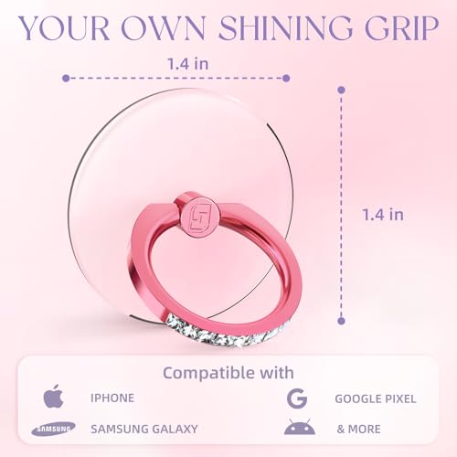 Transparent Phone Ring Holder 2 Pcs, Clear Cell Phone Ring 2 Rose Gold Diamond - Photo 12 sur 31