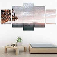 SIGNWIN 5 Panel Canvas Wall Art Landscape Mountain for Home Decorations Ready to Hang - 60