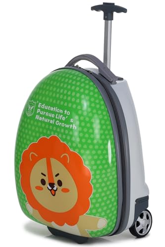 Image of ACEPACK Kids Trolley 15 inch Green Polycarbonate Rolling Suitcase for Kids, Carry-On Hard Sided Travel Trolley
