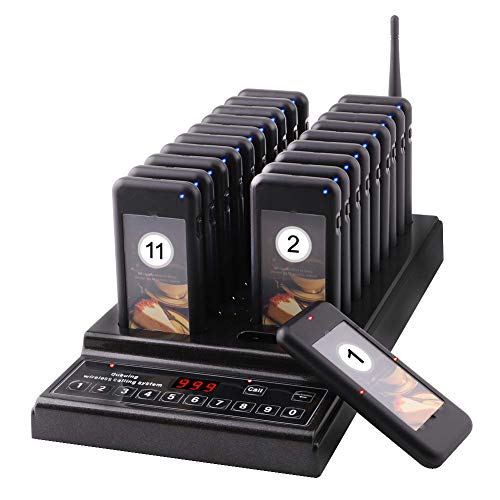 SHIHUI 20 Wireless Pager Buzzer +999 Channel keypad Caller Wireless Calling System Restaurant Pager System for Servers for Restaurant Church Food Truck Coffee Shop Office Wireless Guest Paging System