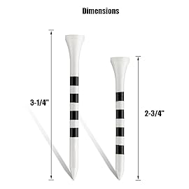 MAZEL Natural Wood/Bamboo Golf Tees 2 3/4 Inch & 3 1/4 Inch,Pack 50 or 120,Reduce Friction & Side Spin,More Stable Golf Tees (50 Pack(25 * 2-3/4+25 * 3-1/4),White)