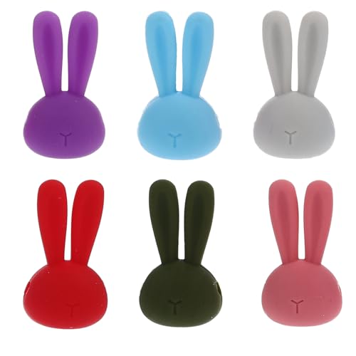 JOINPAYA Lot de 6 Marque-Verres Lapin 3D Réutilisables, Breloques Décoratives Portables pour Fête, Identificateurs Boissons pour Verres à Vin Mousseux, Cocktail, Résistants à l'usure,