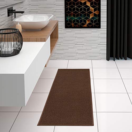 Sweet Home Stores Sweethome Collection Solid Design Rubberback Runner Rug, 20" X 59", Brown #TOP1