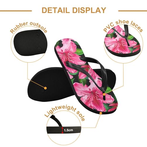 Sinestour Azalea Flowers Pink Flip Flops for Beach Thong Sandals Anti-slip Lightweight Flat Slippers for House Indoor Outdoor3