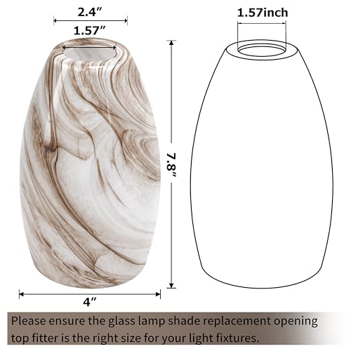 Image of GO&SO Glass Pendant Light Shades 3Pcs,7.8 inch H x 4 inch D,Honey-Bronze Gradient | 1.57 inch Fitter E26 Base,Oval Chandelier Shades for Kitchen Island,Hanging Light Shades,Hand-Blown Art Fixtures