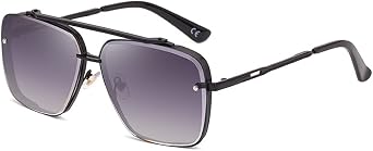 Dollger Oversized Square Aviator Sunglasses for Men Fashion Metal Frame Vintage Gradient Shades Sunglasses UV400 Protection