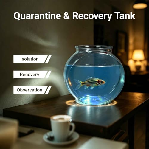Image of Koller Products 1-Gallon Plastic Oval Fish Bowl, Temporary Fish Tank for Betta Guppy Tetra Zebrafish Shrimp, Fry, Isolation, Fish Breeding, Classroom Education and Decoration