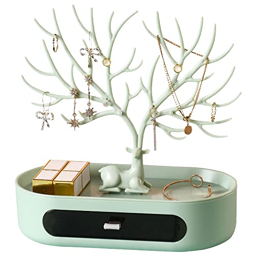 Shengruili Arbre Présentoir à Bijoux,Support Bijoux Arbre,Porte Bijoux Femme Niveaux Avec Tiroirs,Porte Boucles D'oreilles,Presentoir a Bijoux,Porte Bague Bracelet Boucle D'oreilles Support Collier Cover