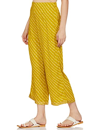 Image of Rangriti Lime Green Viscose Rayon Palazzo for Women