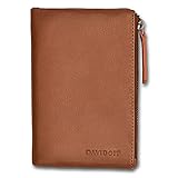DAVIDOFF Essentials Herren Geldbörse Cognac – Moderne Brieftasche aus feinem Leder – edles Herren Portemonnaie mit 6 Steckfächern, 6 Taschen, Münzfach und Fenster