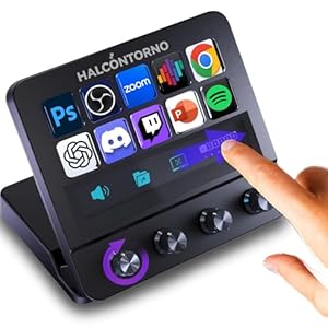 Stream Dock – Mirabox Steamdeck for PC Mac, Wired Streaming Controller for Content Creators Gamers, Programmable Macro Keyboard, Volume Control, 10 Macro Keys, (N4E with Screen & Knobs)