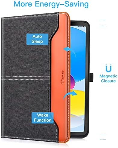 DLveer Case for iPad 10th Generation - 2022 10.9 Inch Soft TPU + PU Leather Business Cover,with Auto Wake/Sleep,Multiple Angles Stand Protective Case for iPad 10th Gen 10.9 Inch 2022,Black
