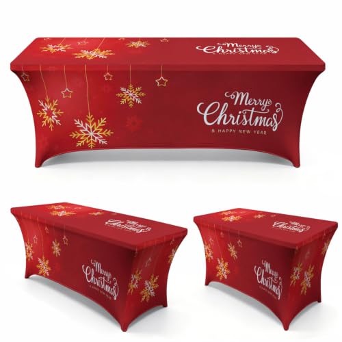 Highdi Funda Mesa Rectangular Elastica (Navidad 39,6FT) | Spandex Mantel Elastico Boda, Material de Spandex Elástico para Bodas, Fiestas y Banquetes. Ajustado y Fácil de Limpiar.