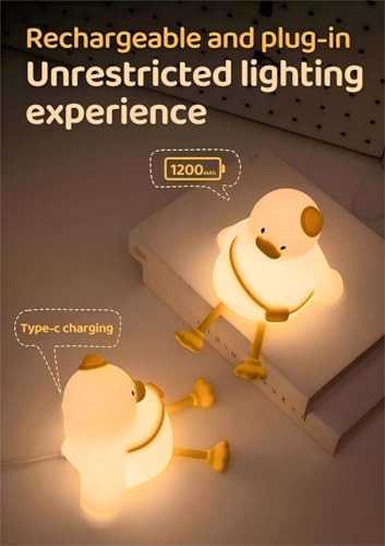 Duck Night Light for Kids,Touch Dimmable,Rechargeable Portable and Squishy Silicone Led Nightlight,Kawaii Gift,Nursery,Toddler,Breastfeeding,Kids Bedroom Decor,Cute Baby Timing Bedside Lamp,Birthday - Image 5