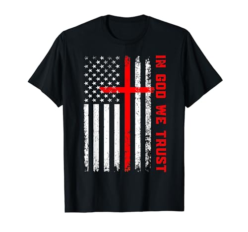Image of In God We Trust with Patriotic Vintage American Flag T-Shirt
