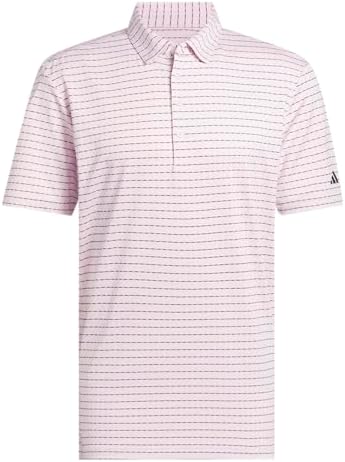 adidas Men's Ultimate365 Dash Stripe Polo Shirt, Clear Pink/Black, Large