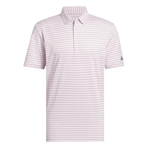 adidas Golf Men's Standard Ultimate365 Dash Stripe Polo Shirt, Clear Pink/Black