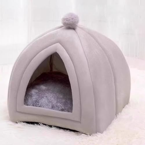 YPDOPORA Cat Bed for Indoor Foldable Cat House Cat Cave Beds Dome Cats Tent with Removable Washable Cushion Kitten Huts with Anti-Slip Bottom for Small Medium Kitty Cats Pets,Gray,S