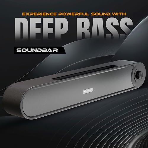Image of MAKPOWER Rhythm 25W Bluetooth Soundbar Speaker with Woofer, Deep Bass, Bluetooth 5.3, USB, TF Card & AUX Support, 6 Hours Playtime, Portable Wireless Sound Bar for TV, PC & Mobile