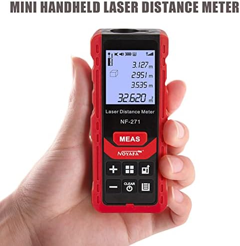 Laser Distance Meter 50M/165ft, NOYAFA Digital Laser Measure with Electronic Angle Sensor, M/in/Ft Unit Switching, Backlit LCD Display, Measure Distance/Pythagorean/Area/Volume