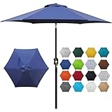 Blissun 7.5 ft Patio Umbrella, Yard Umbrella Push Button Tilt Crank (Navy Blue)