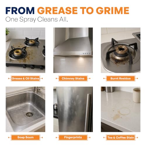 Image of Kitchen Cleaner Spray 300ml - All Purpose Hard Stain Cleaner and Kitchen Cleaning Spray, Tough Grease & Stain Removal, Suitable for Stoves, Chimneys, Counter Tops, Appliances, Walls & Cabinets