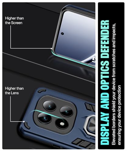 Image of WOW IMAGINE Shock Proof Back Case Mobile Cover for Mi Redmi Note 15 5G 2025 | Poco M8 5G | Back Cover Case (Tough Armor | Hybrid PC + TPU | Ring Holder & in-Built Kickstand | Blue)
