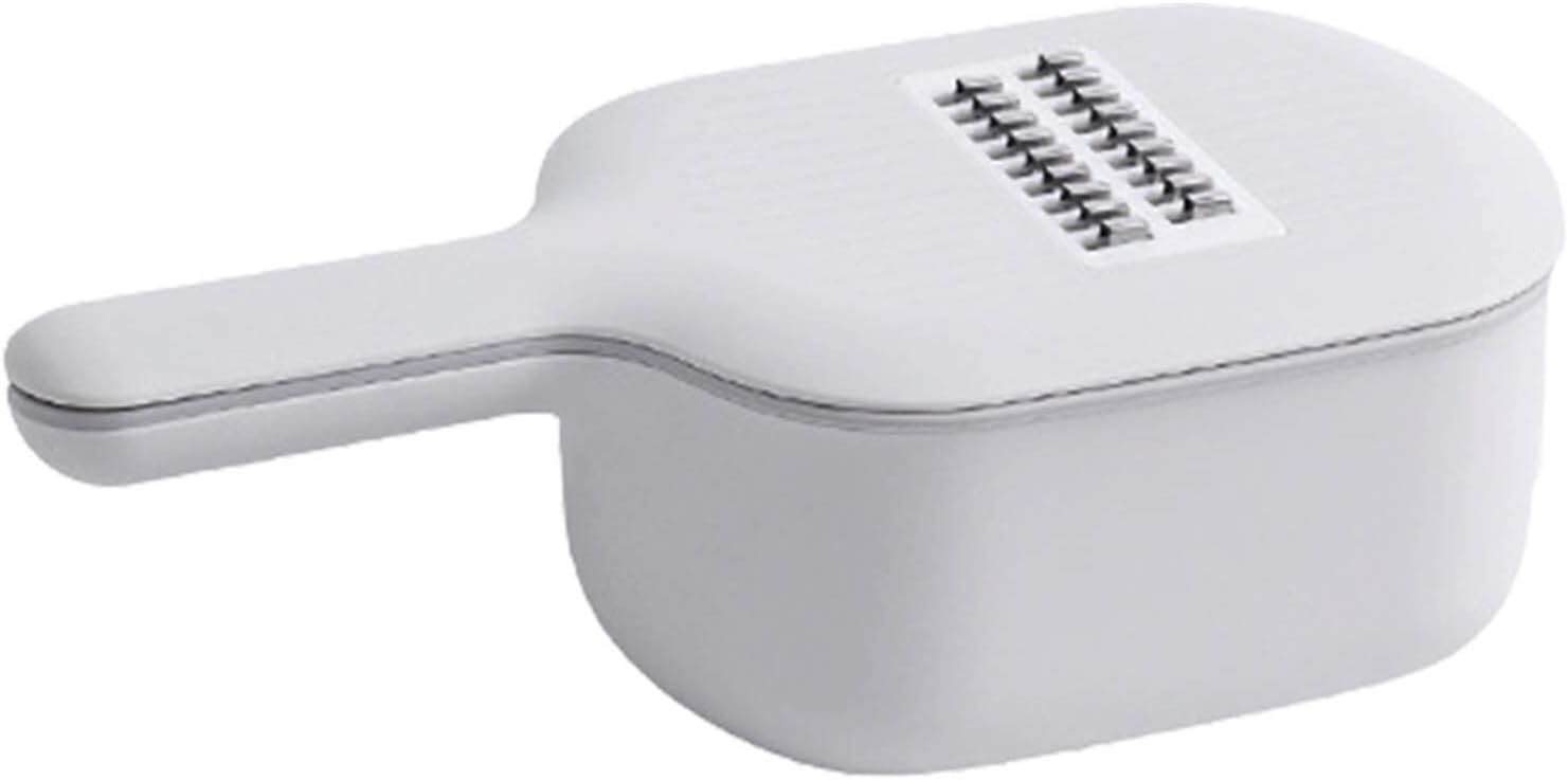 Mandolines Potato Slicer Multi Cutter With Bowl Handle Filter Hand Protector 4 In 1 Manual Food Veggie Chip(White)